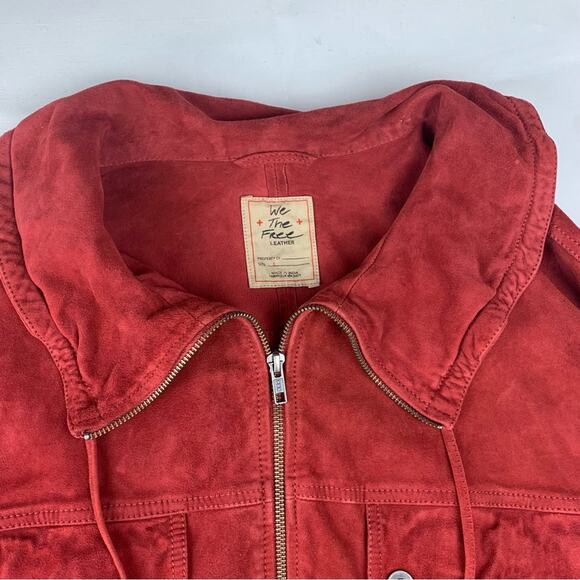 We The Free women's small Brooklyn Red goat suede leather Utility Jacket - Picture 6 of 12